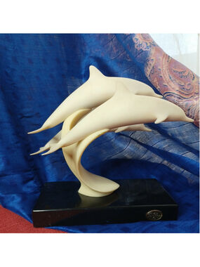John Perry Sculpture 3 Dolphin Family Off-White Statues Figures
